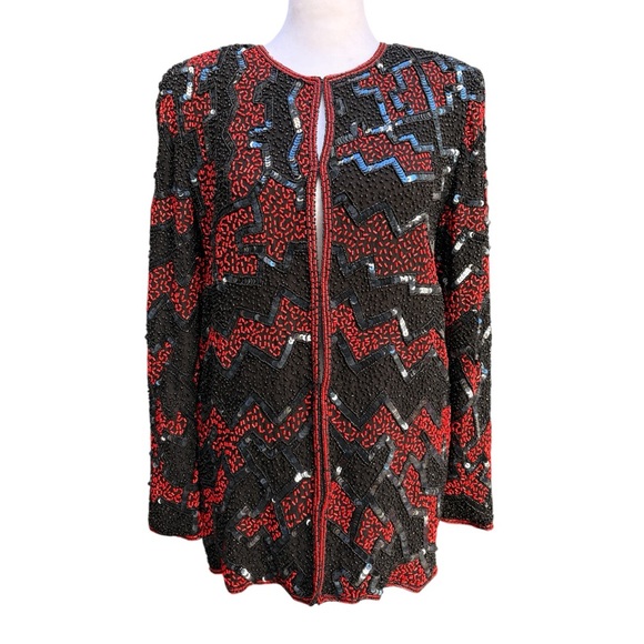 Vintage Sequins & Beaded Jacket with Silk Lining | Medium - Picture 3 of 10